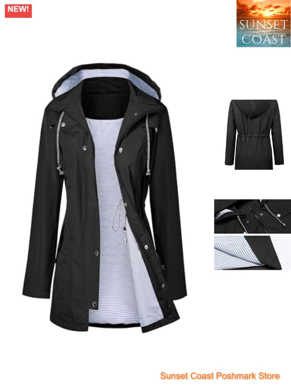 LOMON Waterproof Long Hooded Raincoat Lined Windbreaker Travel Jacket